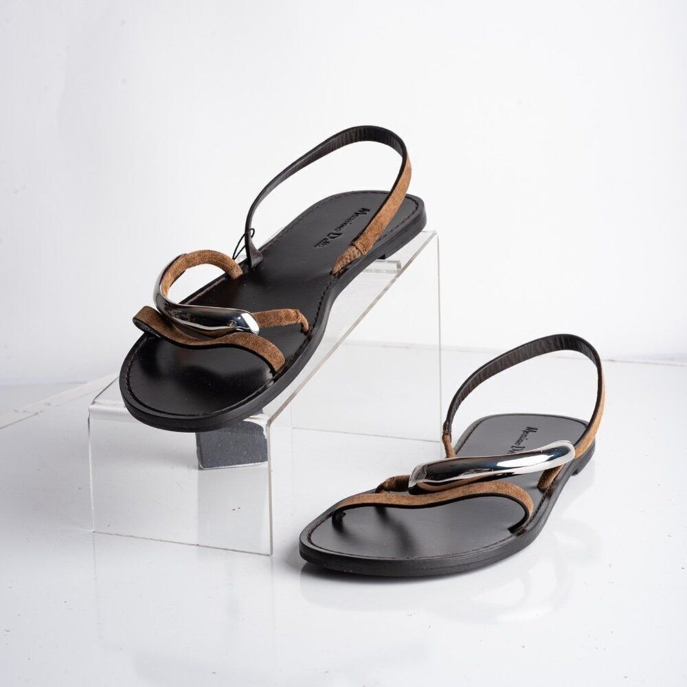 Massimo Dutti Womens Strappy Slingback Sandals Brown Suede US 9 EU 40 New